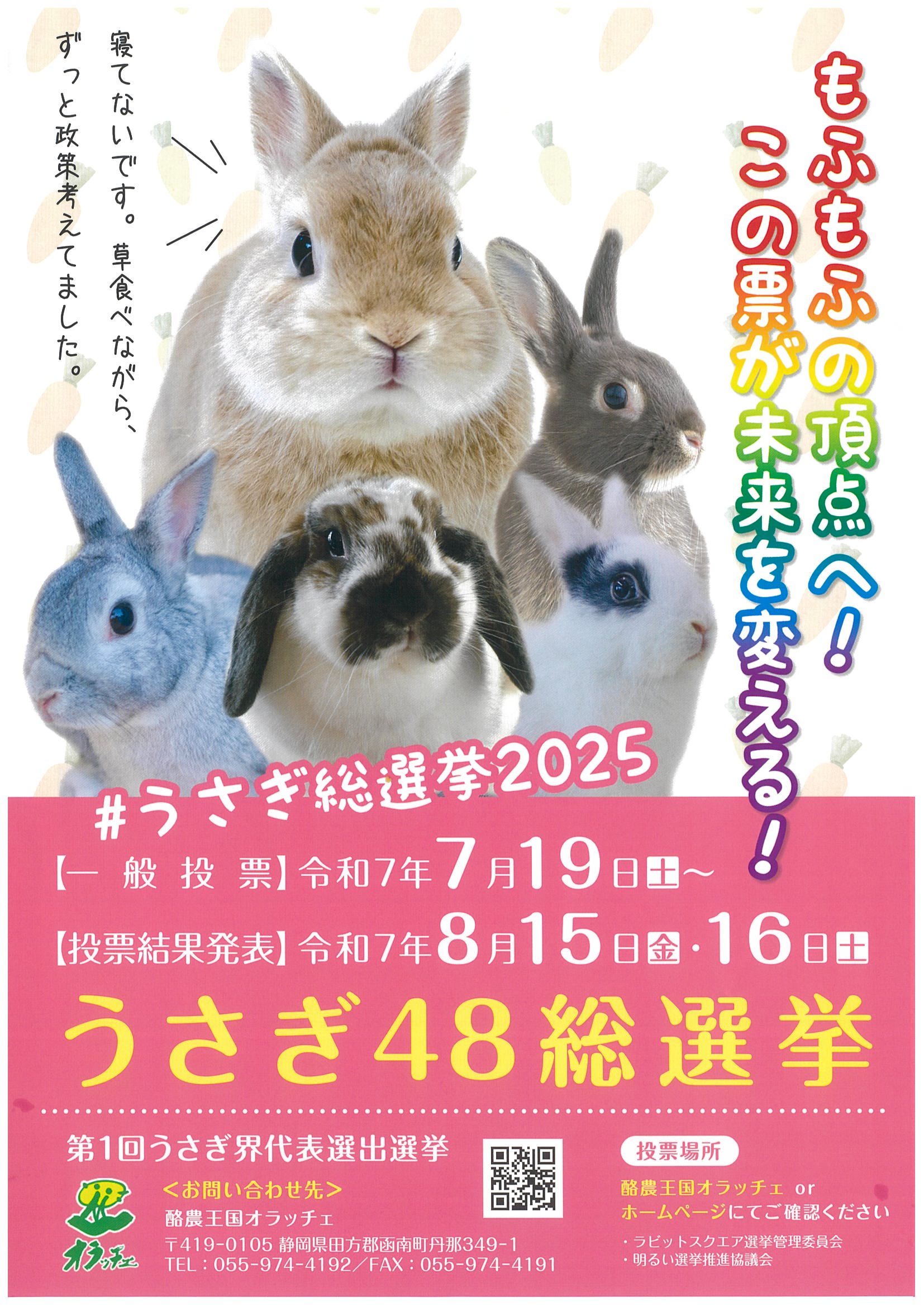 酪農王国オラッチェ うさぎ48総選挙 | 道の駅 伊豆ゲートウェイ函南